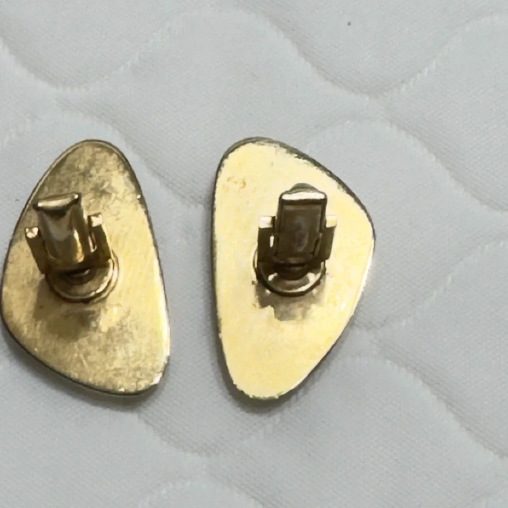 Vintage Sarah Coventry Cufflink Faux Black Onyx Rhinestones MCM Retro Triangle